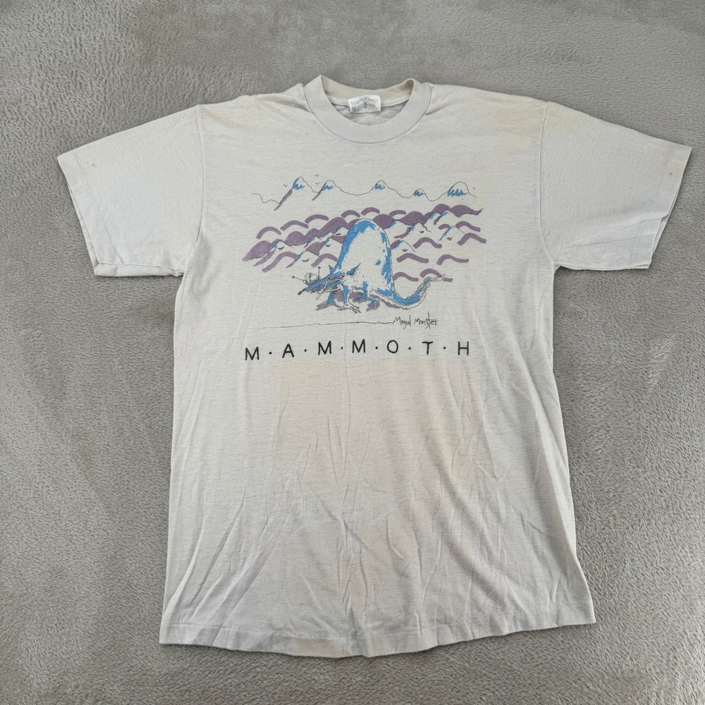 Vintage Stedman Mens Mammoth Mogul Monster T Shirt Large White Preowned Stains